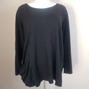 Pure Jill Womens Medium Black 3/4 Sleeve‎ One Pocket Top Tunic. Med. Pima Cotton